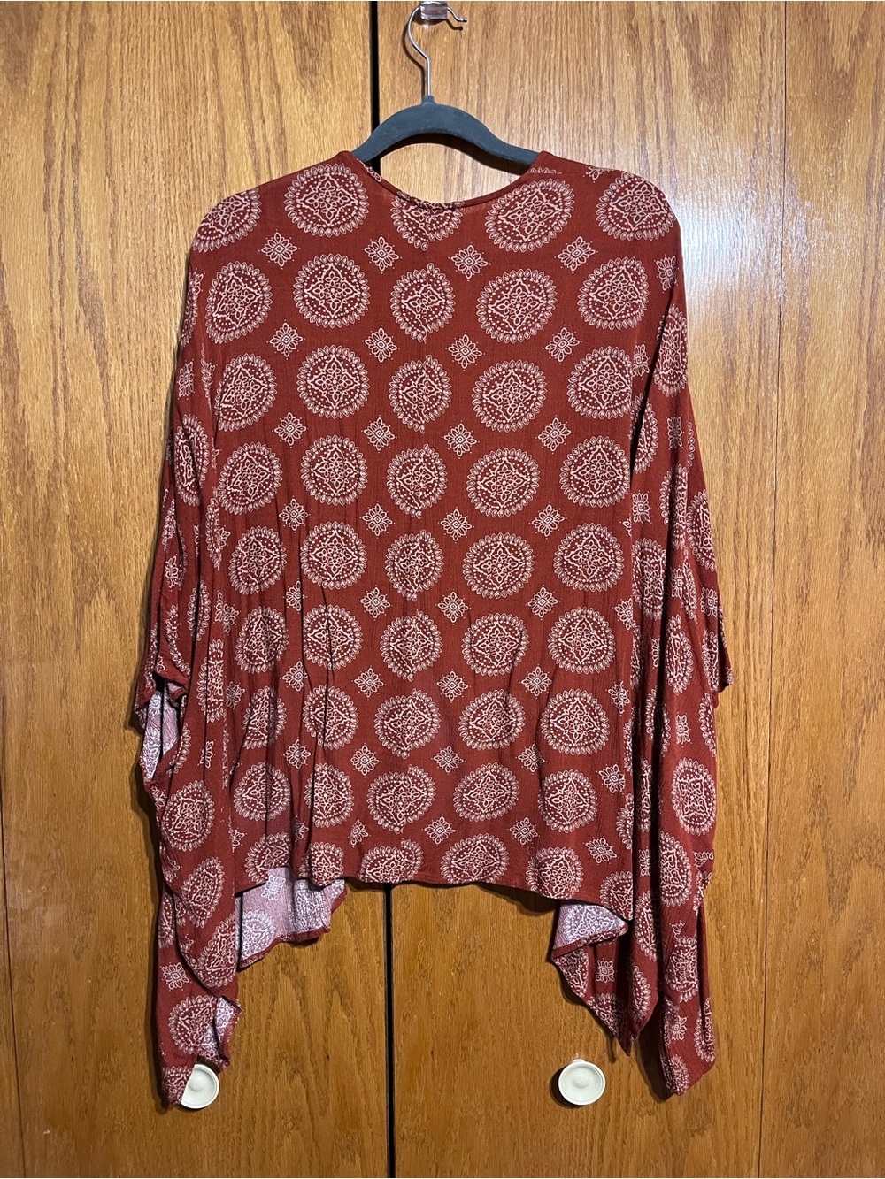 Open-Front Rust Printed Kimono - Picture 3 of 3